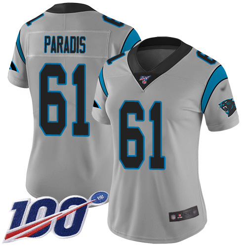 Carolina Panthers Limited Silver Women Matt Paradis Jersey NFL Football #61 100th Season Inverted Legend